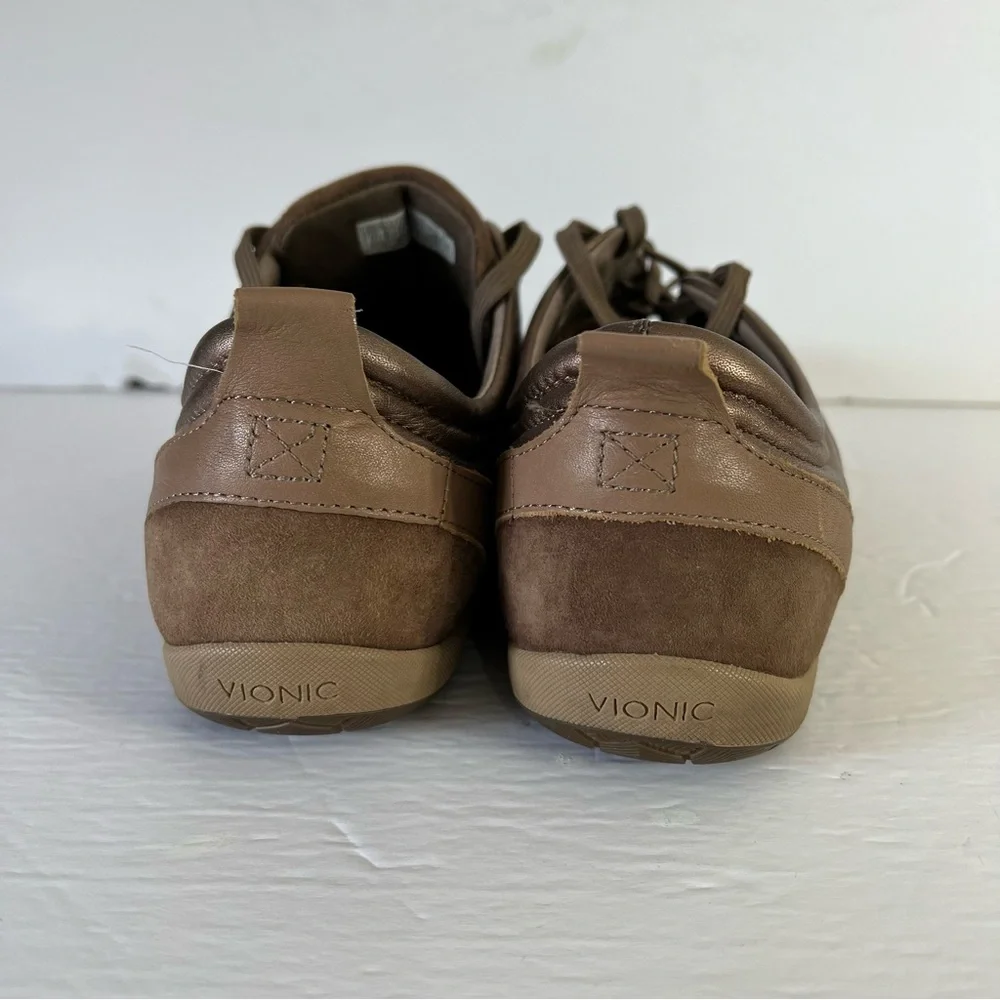 Vionic Copper Leather and Suede Willa Sneaker Size 10 Orthaheel Technology